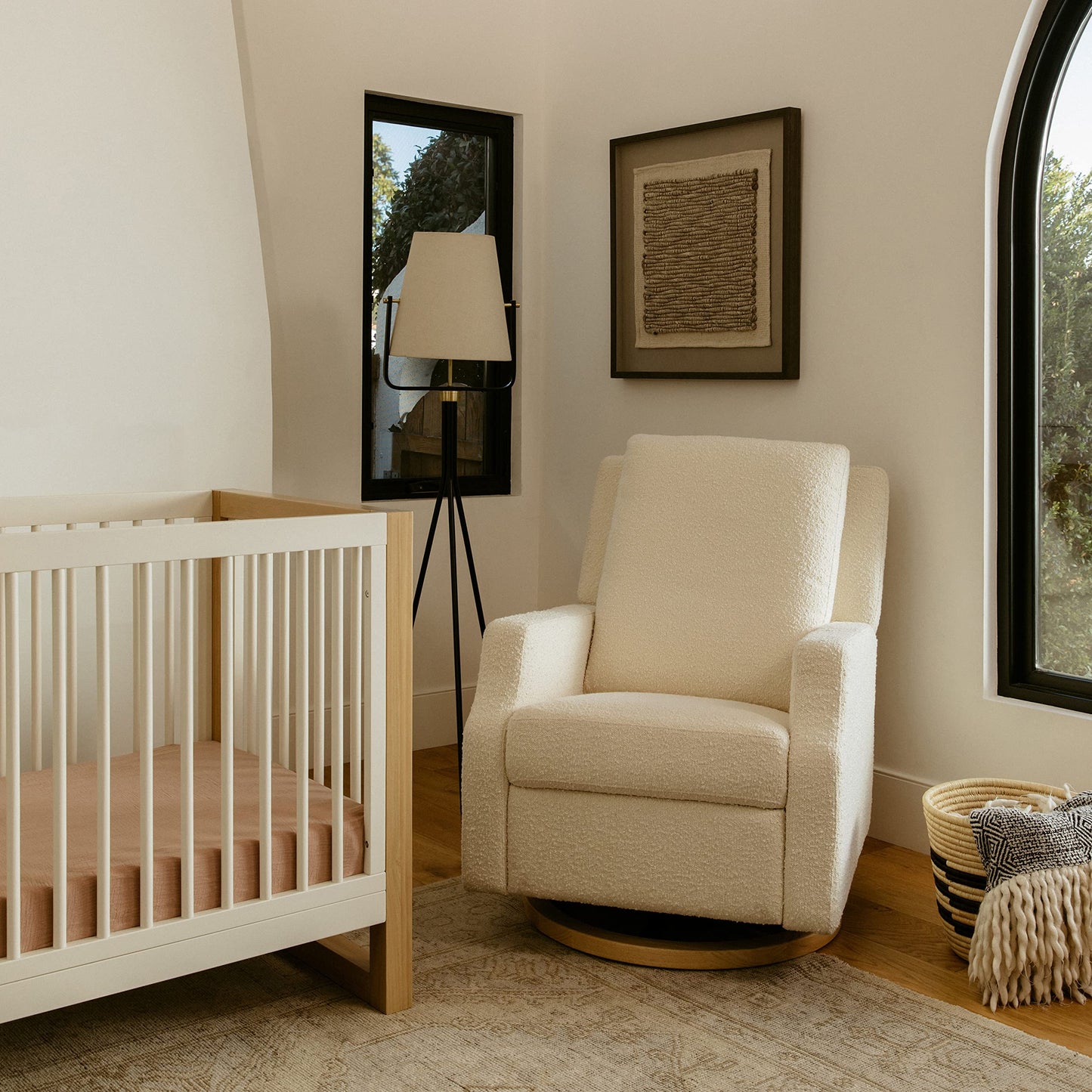 Namesake Crewe Glider Recliner Nursery Chair - GREENGUARD Gold & Certi-PUR US Certified, Ultra Cozy 360° Swivel Rocker Recliner