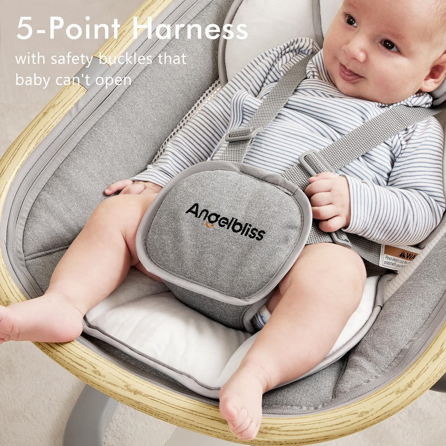 Angelbliss Baby Swing with Cry Detection, Side-to-Side Electric Swing with 5 Speeds