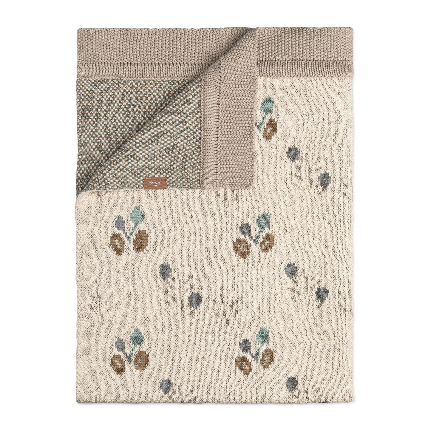 Crane Baby Blanket, 36” x 36”, Soft Cotton Quilted Nursery Blanket for Boys and Girls, Copper, Ezra Print
