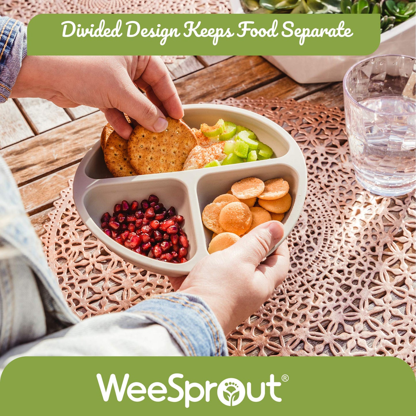 WeeSprout Suction Plates for Babies & Toddlers - 100% Silicone, Dinnerware Stays Put, 3 Pack