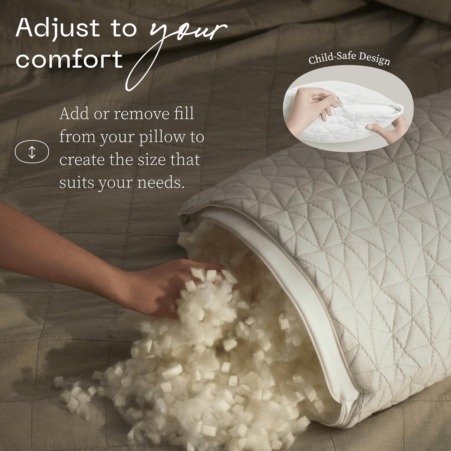 Coop Home Goods Original Toddler Adjustable Pillow, Soft, Breathable, with Premium Memory Foam and Zippered Cover, CertiPUR-US/GREENGUARD Gold