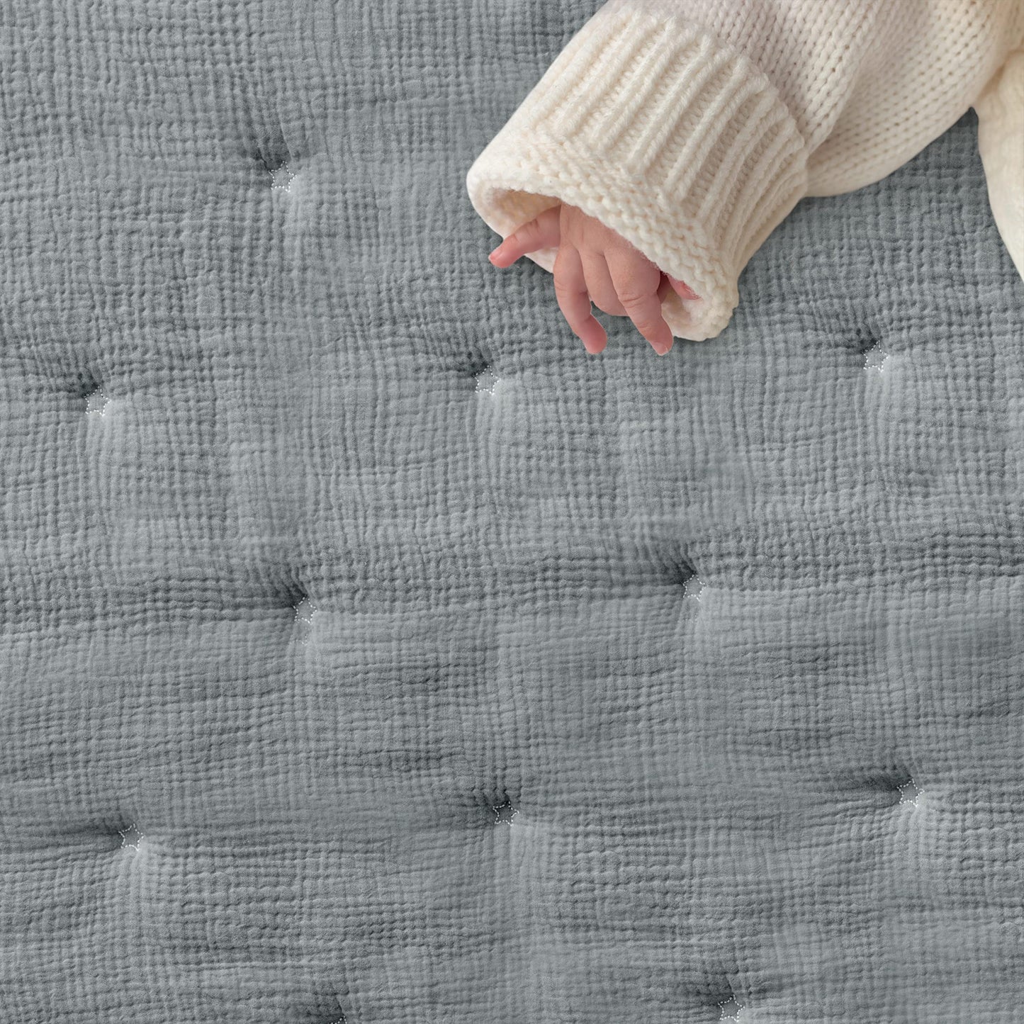 Levtex Baby - Cloud Muslin Crib Bed Set - Baby Nursery Set - Sage and White Stars - Sage Textured Muslin - 5 Piece Set Includes Quilt, Fitted Sheet, Two Swaddles & Bear Lovey