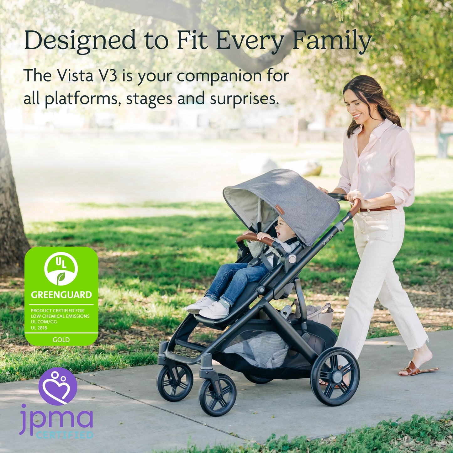 UPPAbaby Vista V3 Stroller - Full-Size Single-to-Double Stroller System