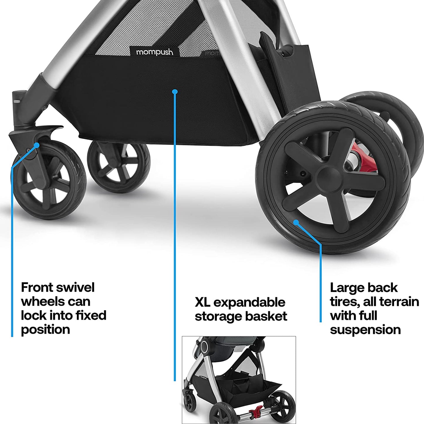 Ultimate 2 Baby Stroller for Infant and Toddler with Newborn Mode and Reversible Seat, All-Terrain Stroller with All-Wheel Suspension, Includes Car Seat Adapter and Large Storage Basket