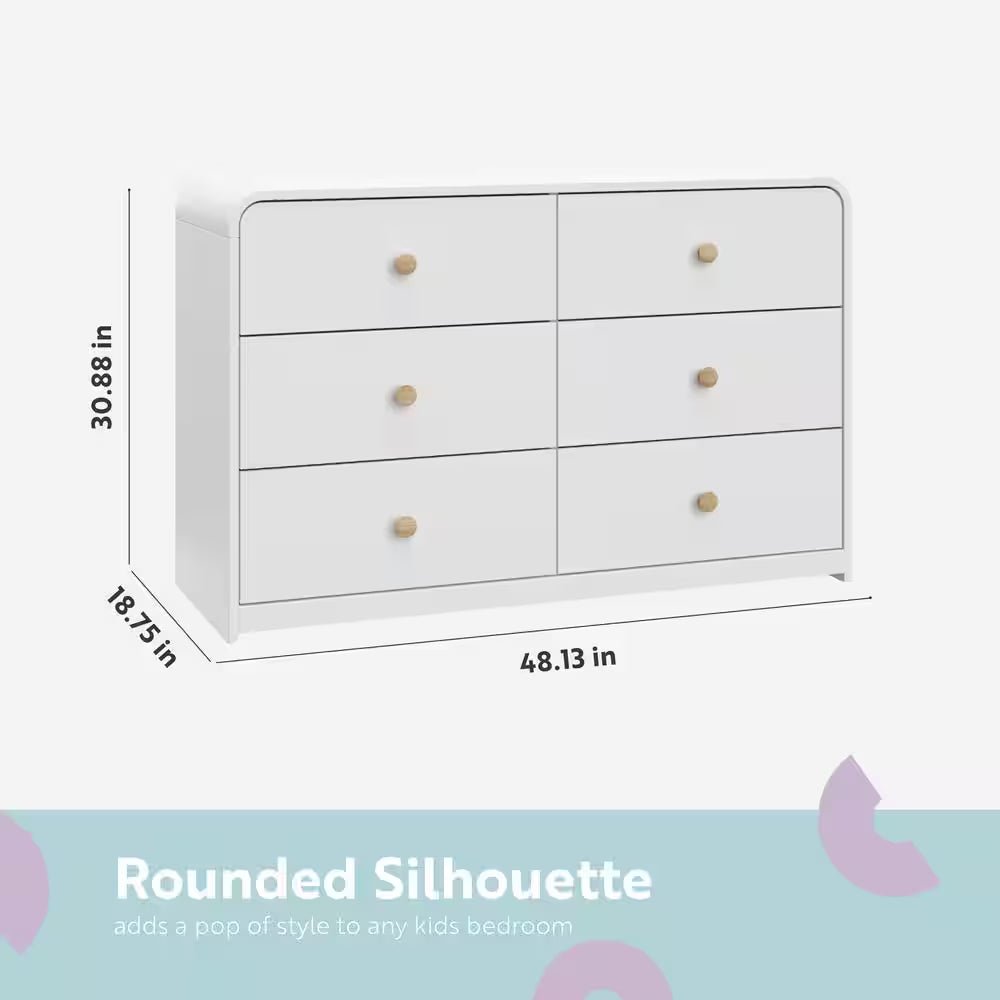 Santos White 6 Drawer 48.13 In. Wide Dresser