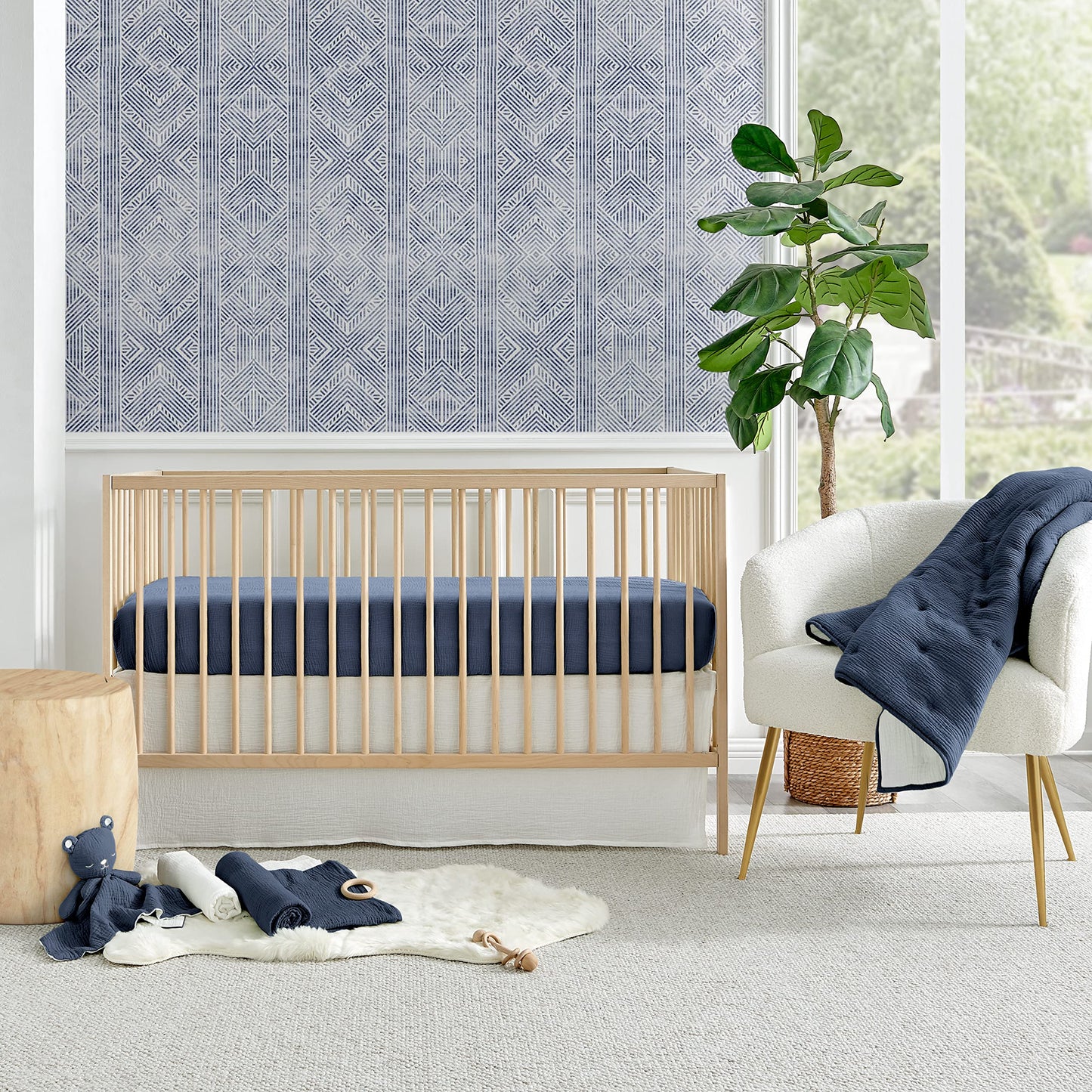 Levtex Baby - Cloud Muslin Crib Bed Set - Baby Nursery Set - Sage and White Stars - Sage Textured Muslin - 5 Piece Set Includes Quilt, Fitted Sheet, Two Swaddles & Bear Lovey