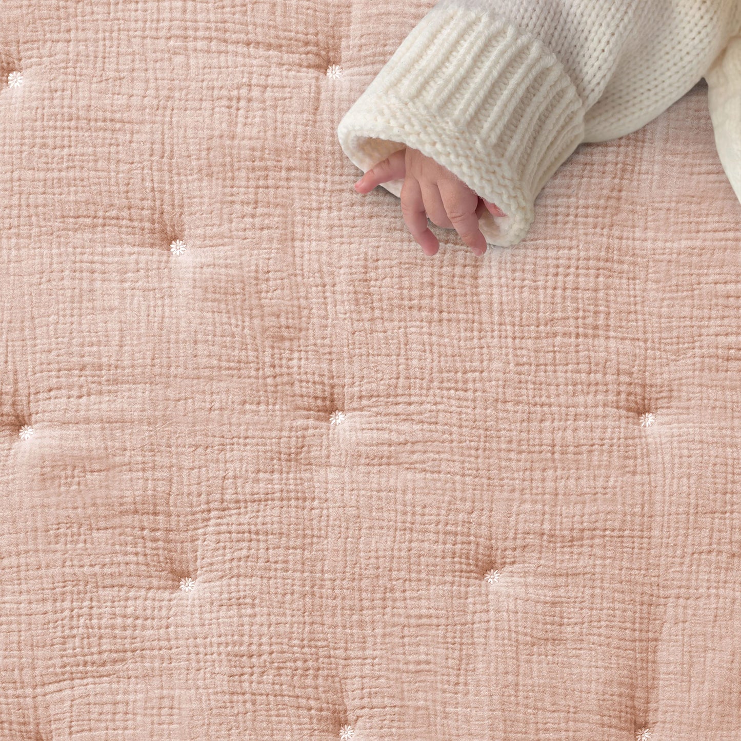 Levtex Baby - Cloud Muslin Crib Bed Set - Baby Nursery Set - Sage and White Stars - Sage Textured Muslin - 5 Piece Set Includes Quilt, Fitted Sheet, Two Swaddles & Bear Lovey
