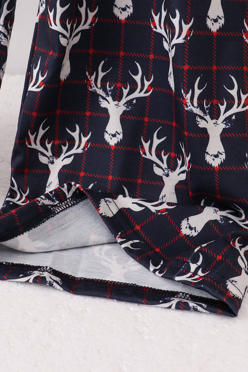 Flannel fabric with deer pattern on a white background