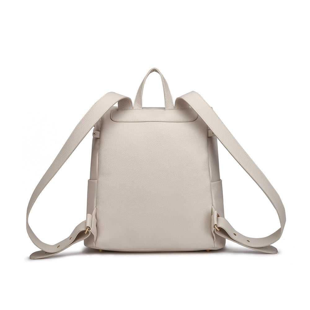 Beige backpack on a white background