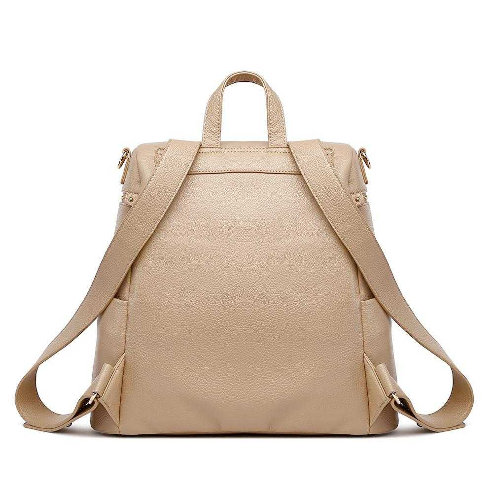Beige backpack on a white background
