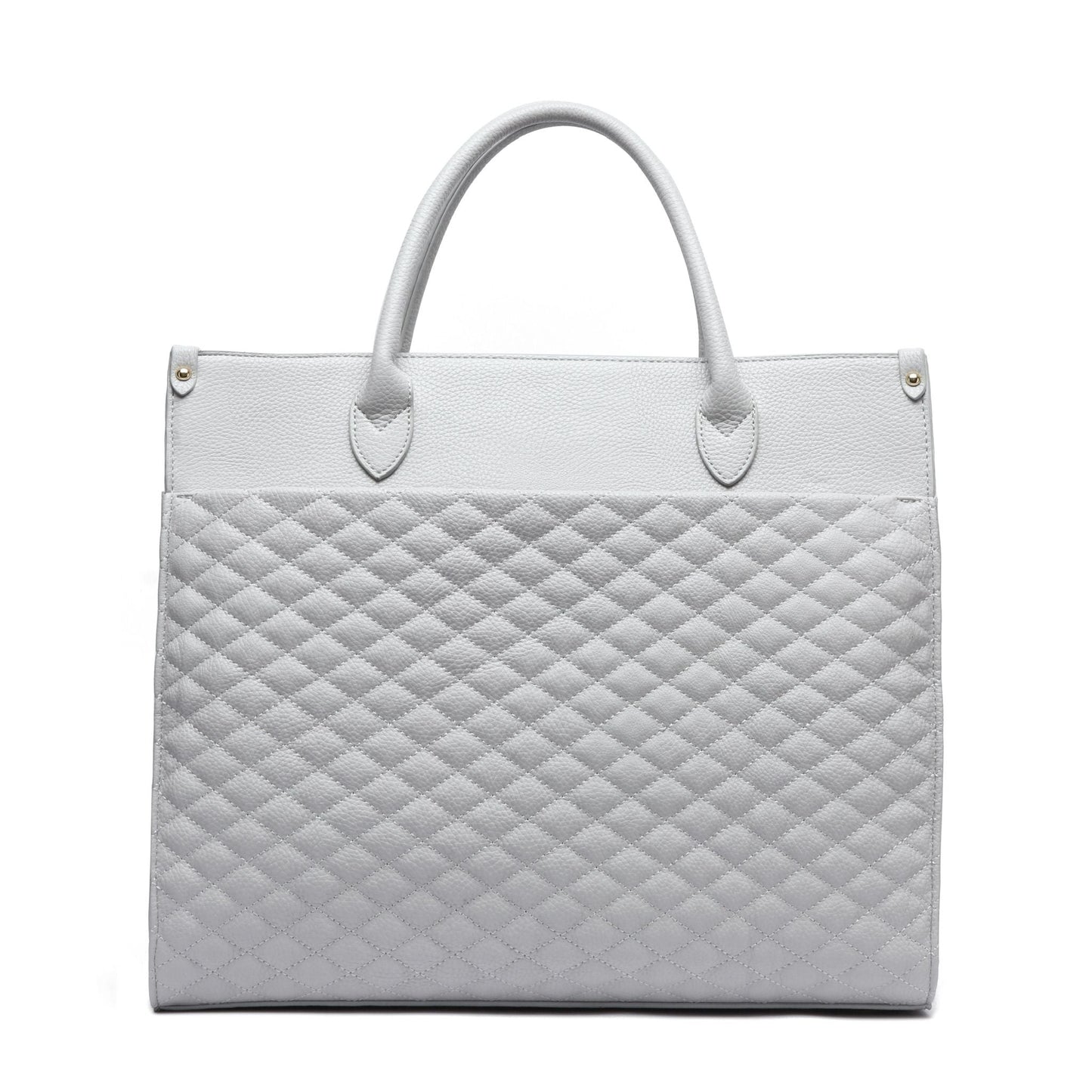 White quilted handbag on a white background