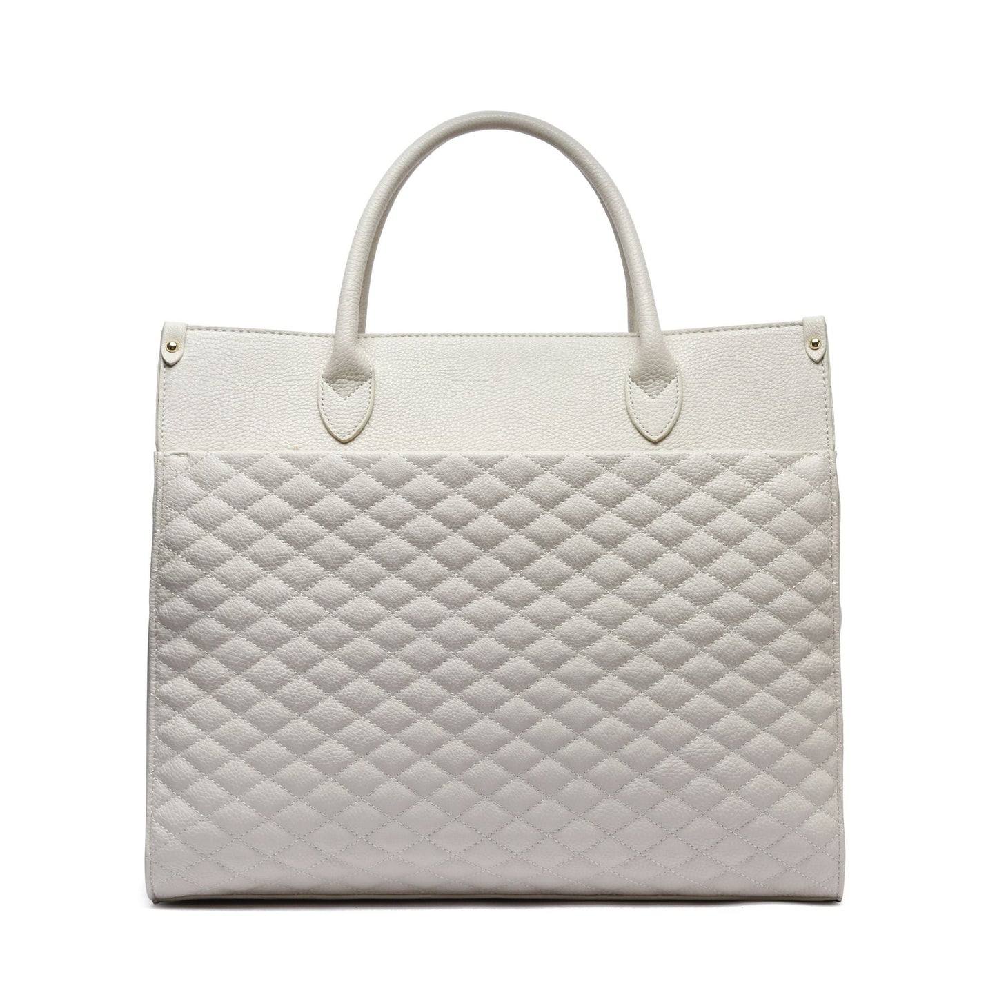 White quilted handbag on a white background