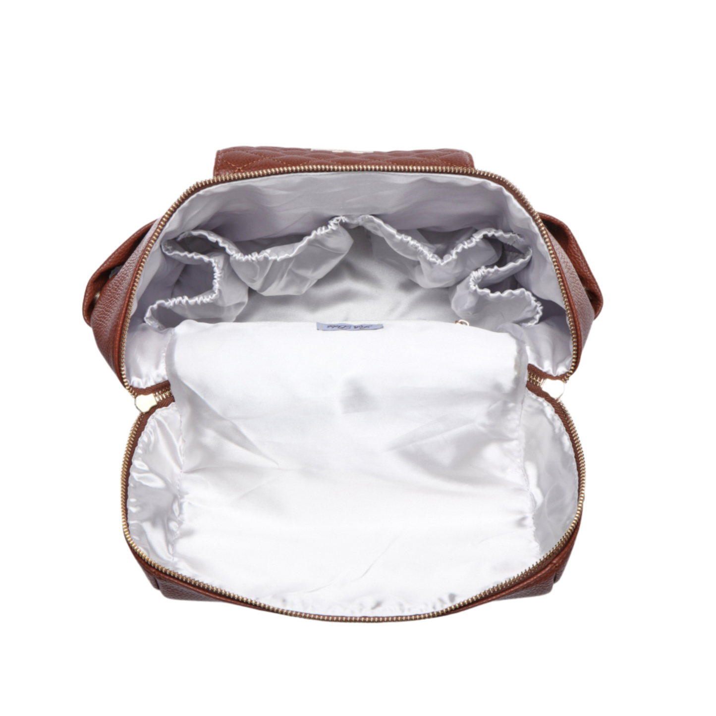 Open brown bag with white interior on a white background