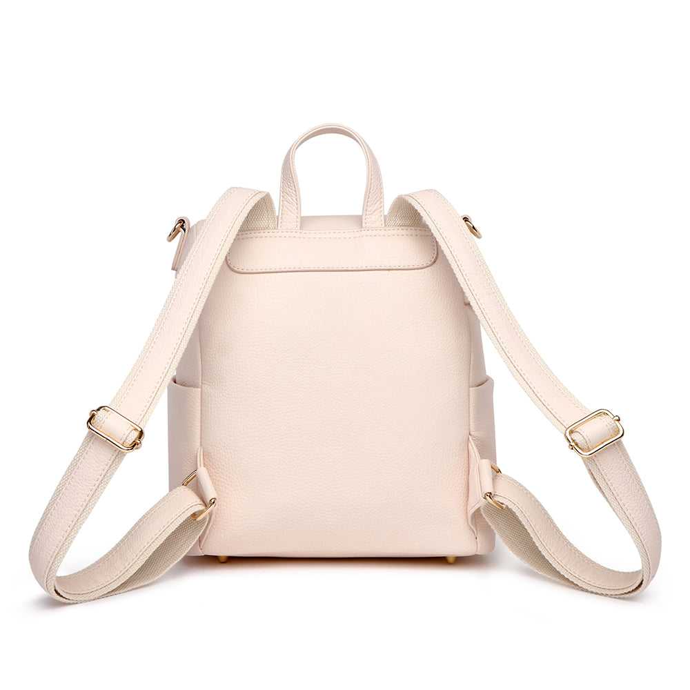 Beige backpack on a white background