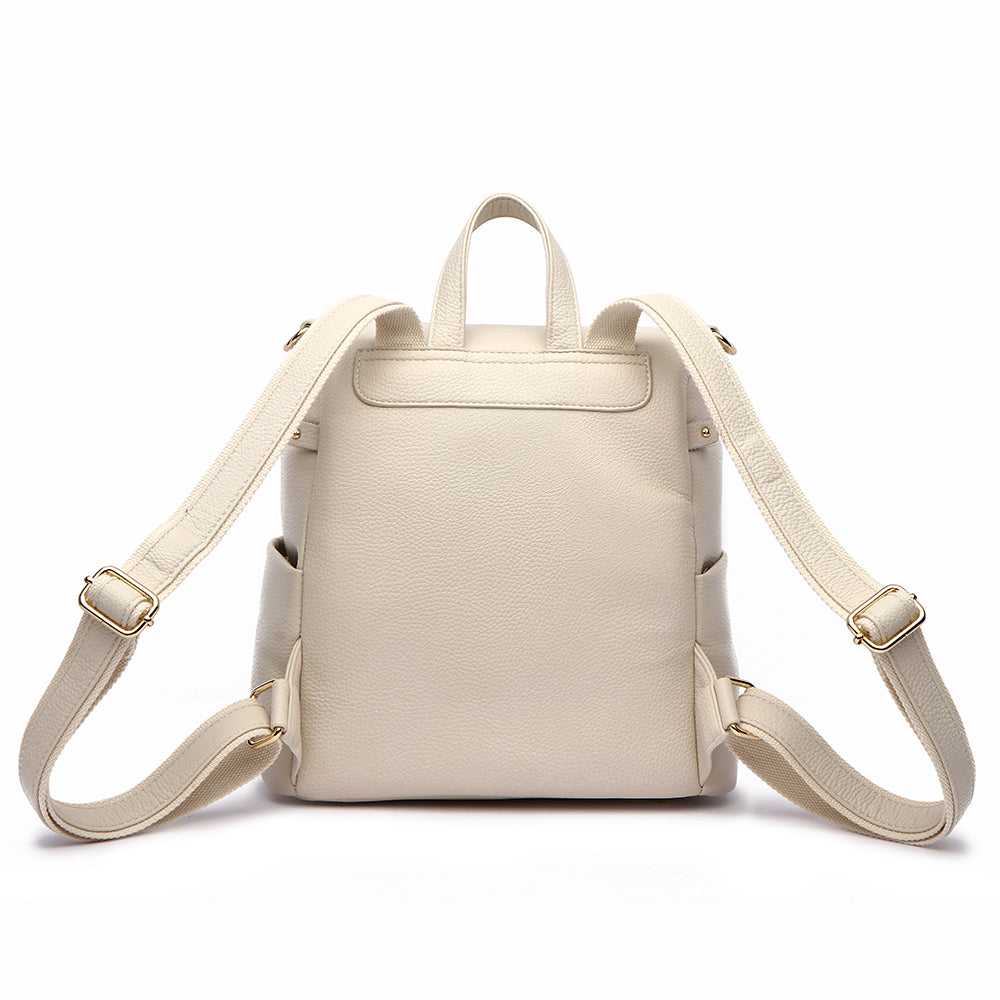 Beige backpack on a white background