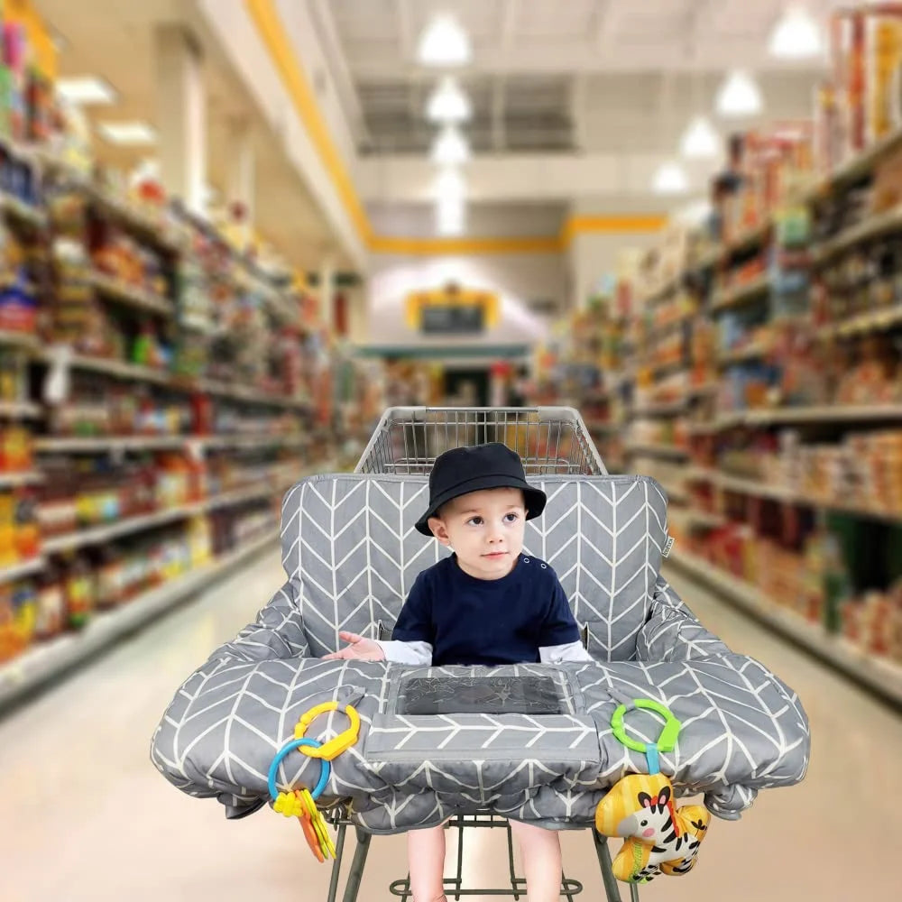 Shopping Cart Cover for Baby Cotton High Chair Cover, Reversible, Machine Washable for Infant, Toddler, Boy or Girl (Grey Arrow Print)