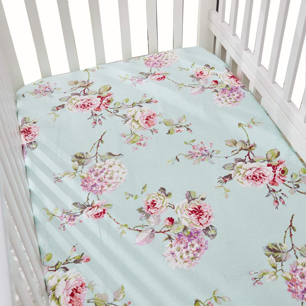 French Country Crib Bedding Set for Girls | 3 Piece Floral Nursery Set | Ruffled Baby Comforter, Crib Sheet, Crib Bed Skirt Included