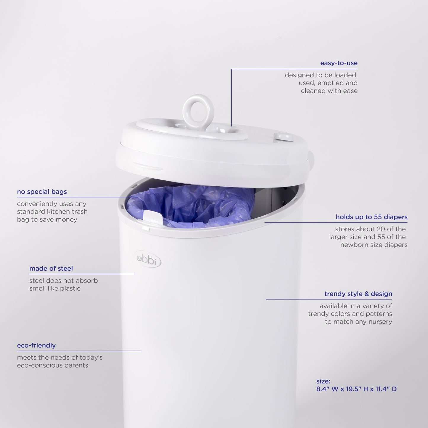 Stainless Steel Diaper Pail, Odor Locking, No Special Bag Required, Award-Winning, Registry Must-Have, Taupe
