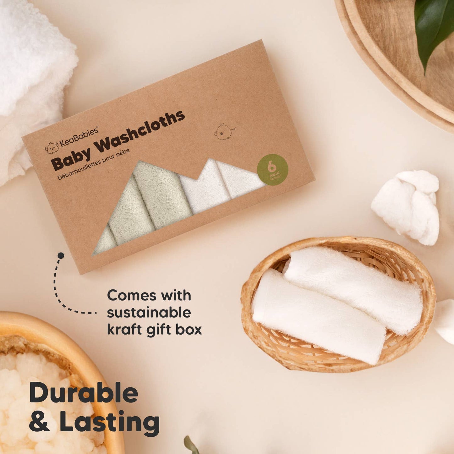 KeaBabies - 6-Pack Baby Wash Cloths - All The Things Baby