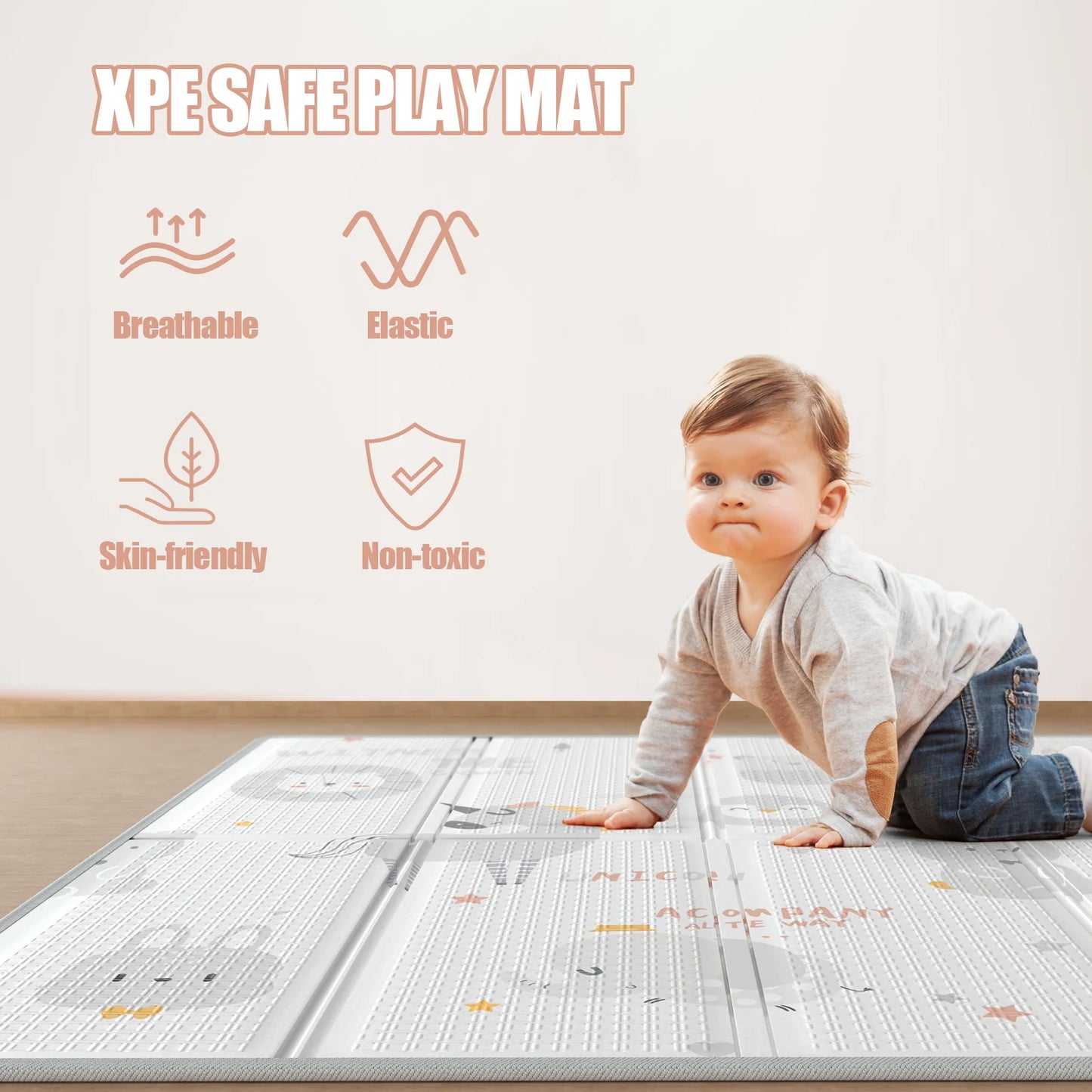 Unicorns Play Mat, 59"X71" Foldable & Reversable Large Play Mat, Non-Toxic Foam Play Mat for Babies and Toddlers