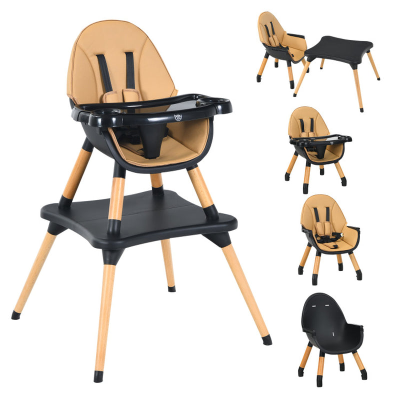 5-In-1 Baby Convertible Wooden High Chair with Detachable Tray
