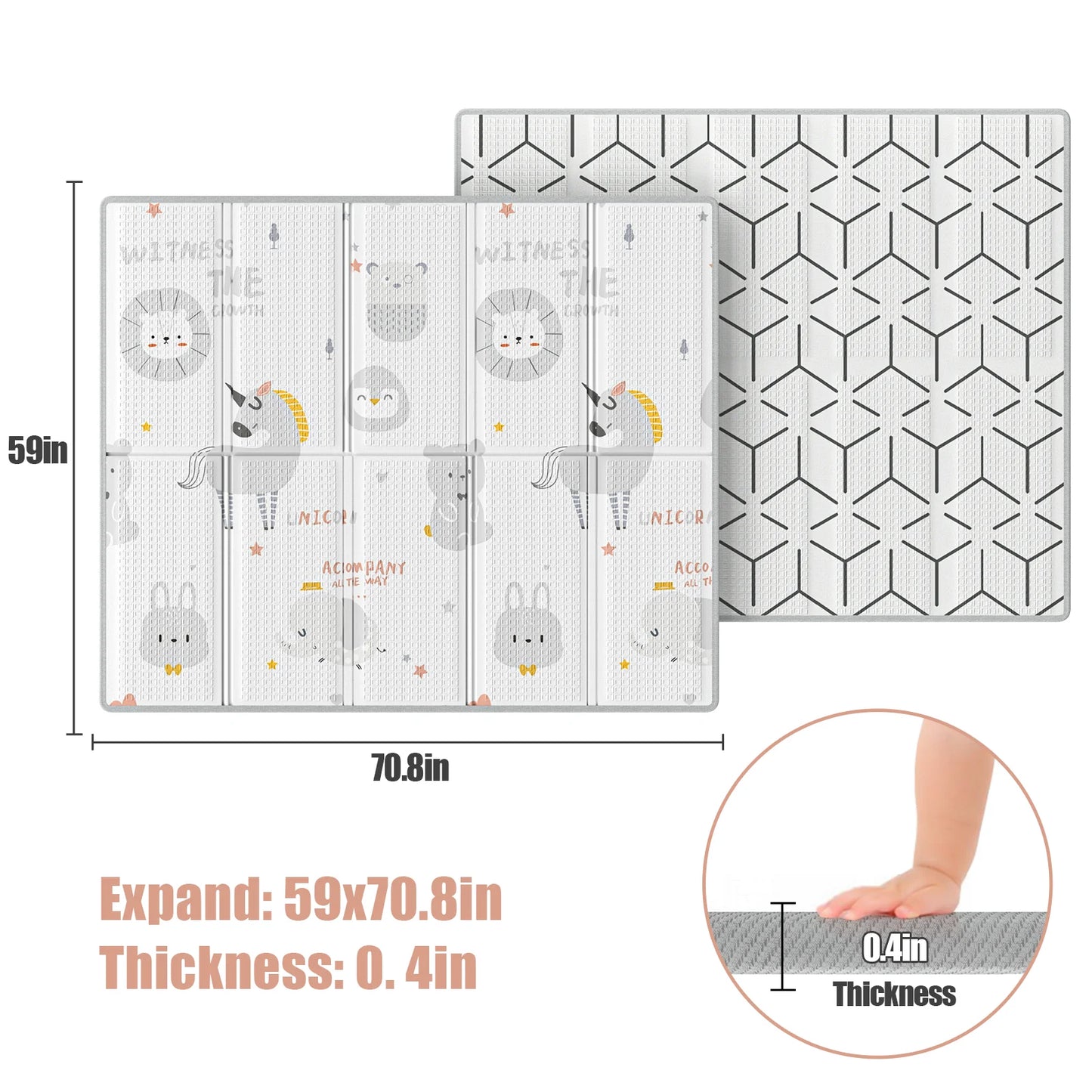 Unicorns Play Mat, 59"X71" Foldable & Reversable Large Play Mat, Non-Toxic Foam Play Mat for Babies and Toddlers