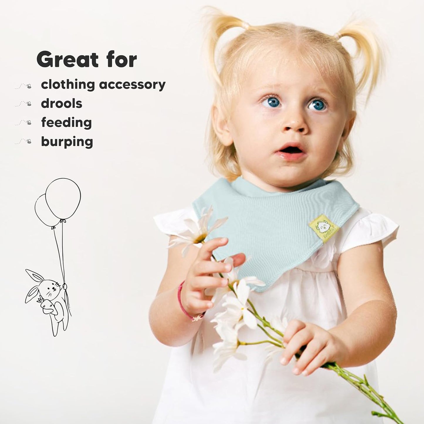 8-Pack Organic Baby Bandana Bibs for Girls