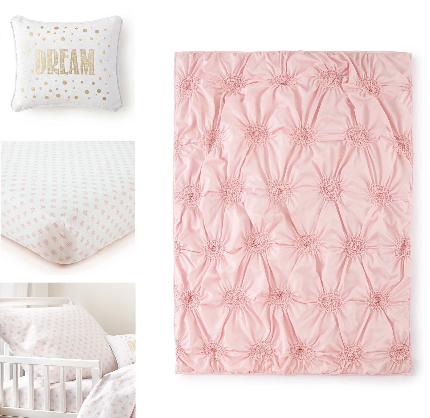 Baby Willow 5 Piece Toddler Bedding Set, Pink