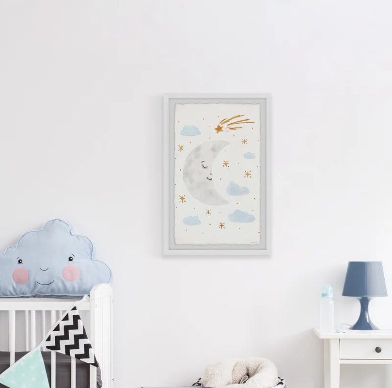 Mathew Moon and Clouds Framed Print
