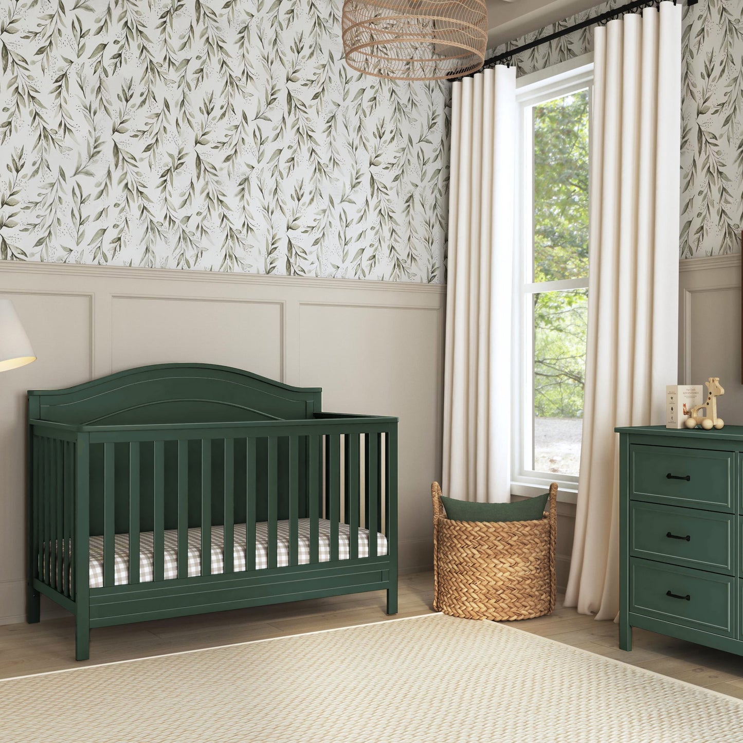 Charlie 4-In-1 Convertible Crib, Greenguard Gold Certified, Forest Green