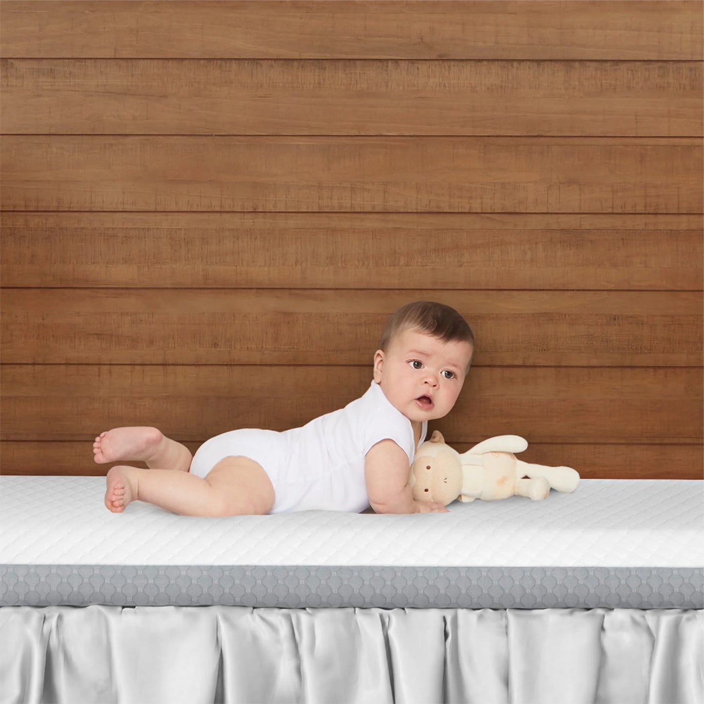 Pure Zen 2 in 1 Crib & Toddler Mattress, White and Grey, Greenguard Gold Certified