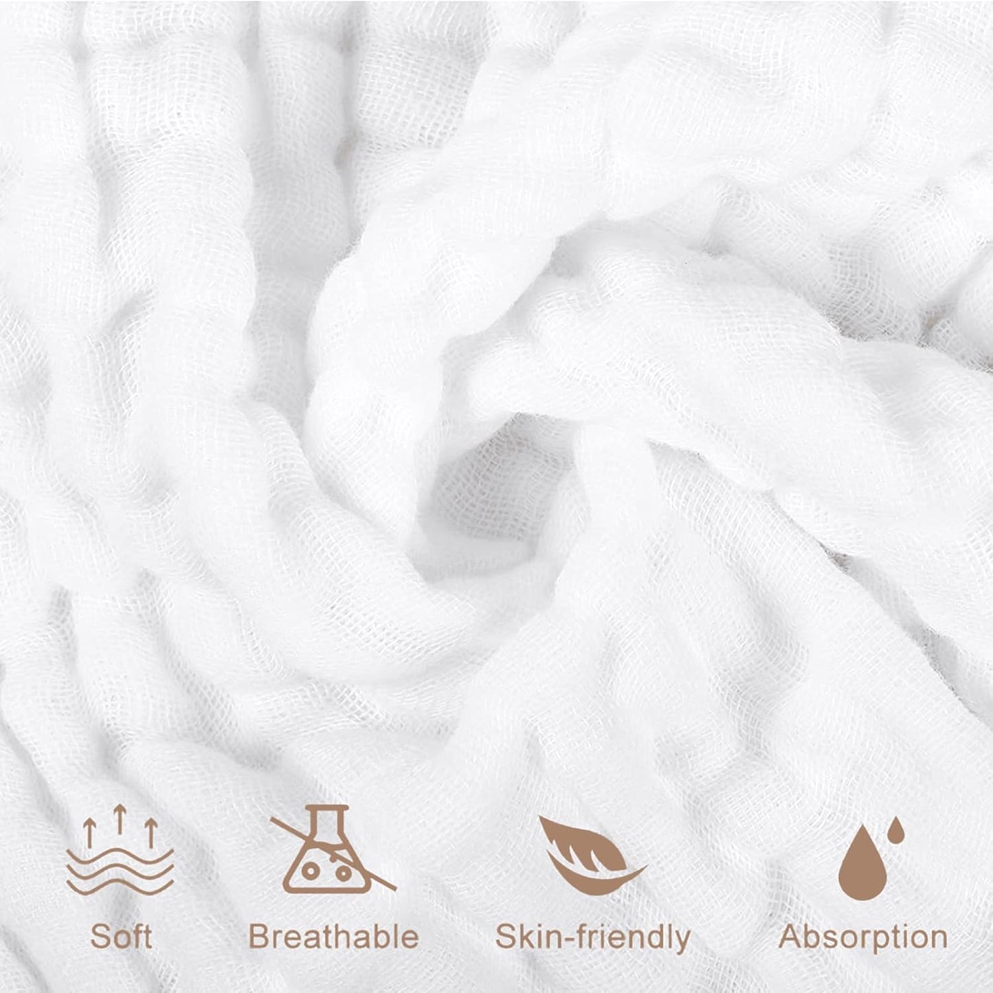 Muslin Baby Washcloths 100% Cotton 10 Pack Wash Cloths
