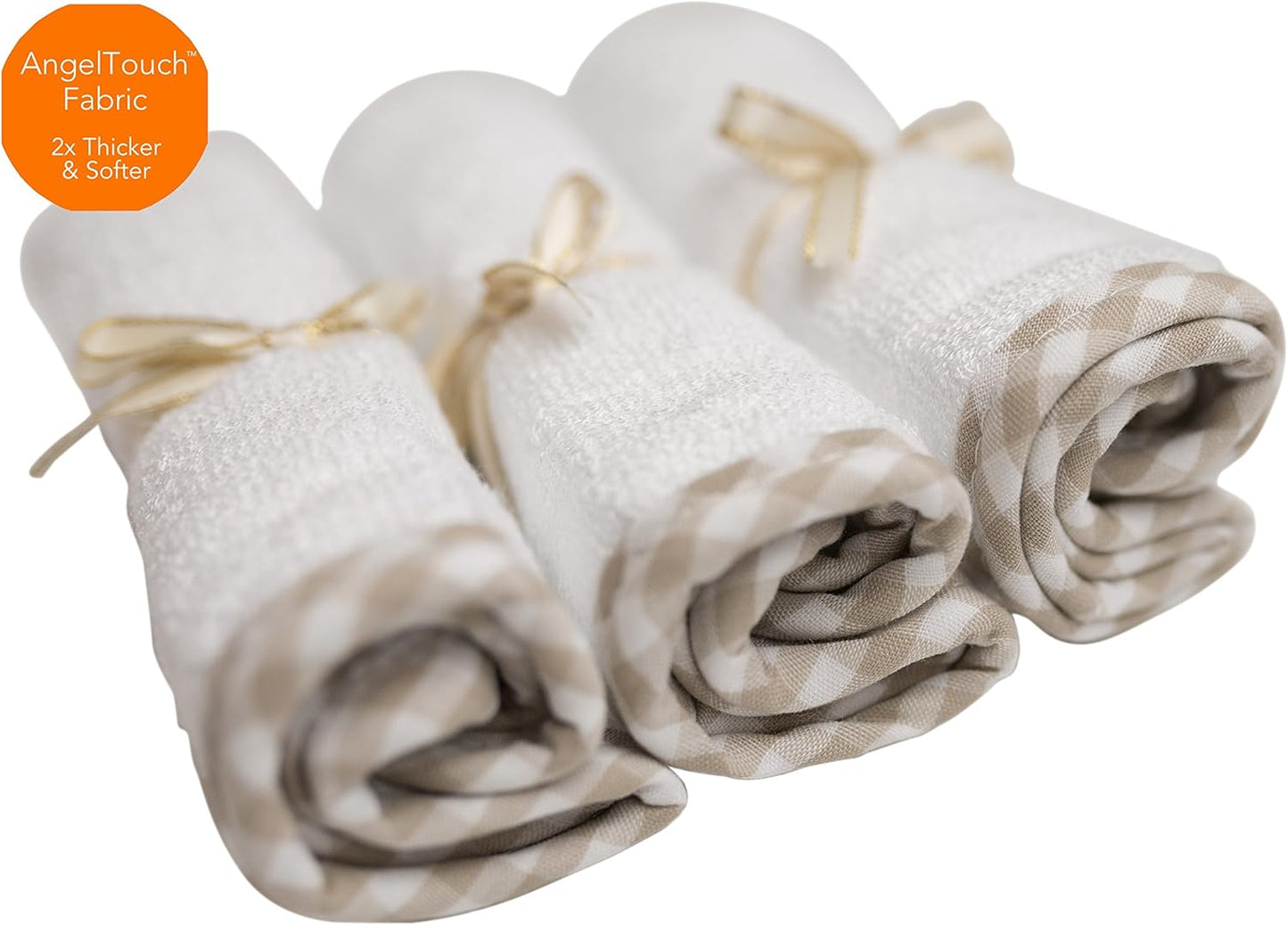 Organic Baby Washcloth Set Premium Boutique- (6 Pack Wash Cloth) - Softest Face Towels or Washcloths for Eczema - Child or Adult Essentials for Bath (Beige/White)