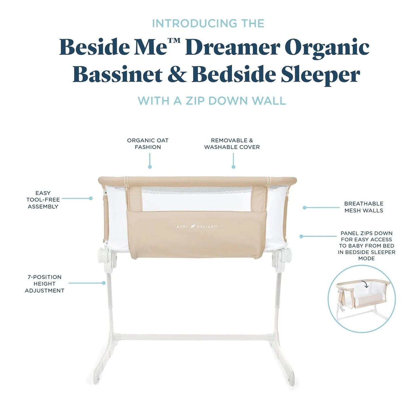 Beside Me Dreamer Organic Infant Bassinet