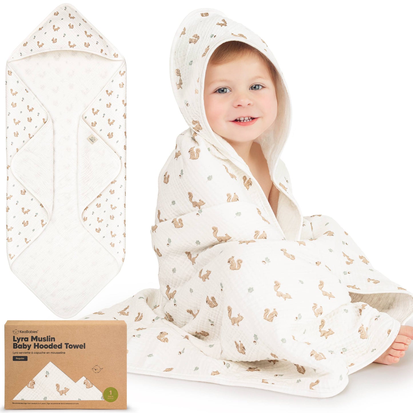 KeaBabies - KeaBabies Lyra Muslin Hooded Towel - All The Things Baby