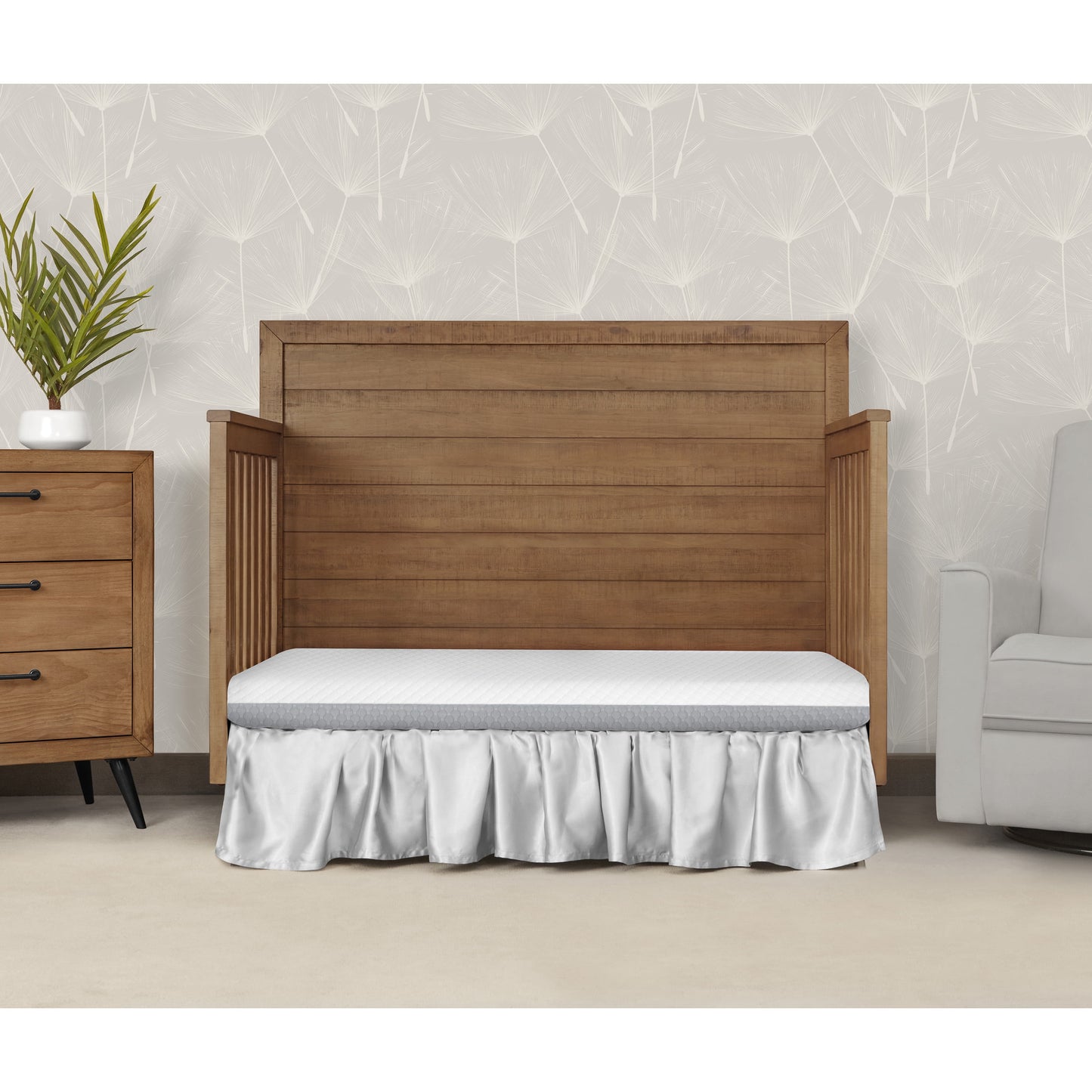 Pure Zen 2 in 1 Crib & Toddler Mattress, White and Grey, Greenguard Gold Certified