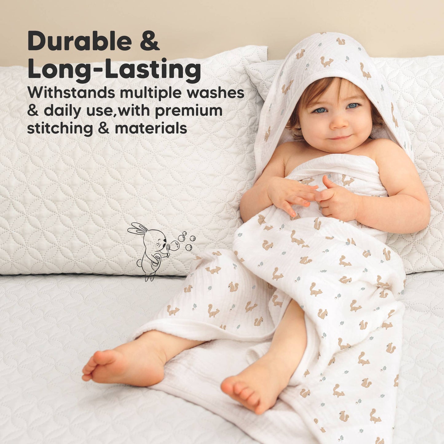 KeaBabies - KeaBabies Lyra Muslin Hooded Towel - All The Things Baby