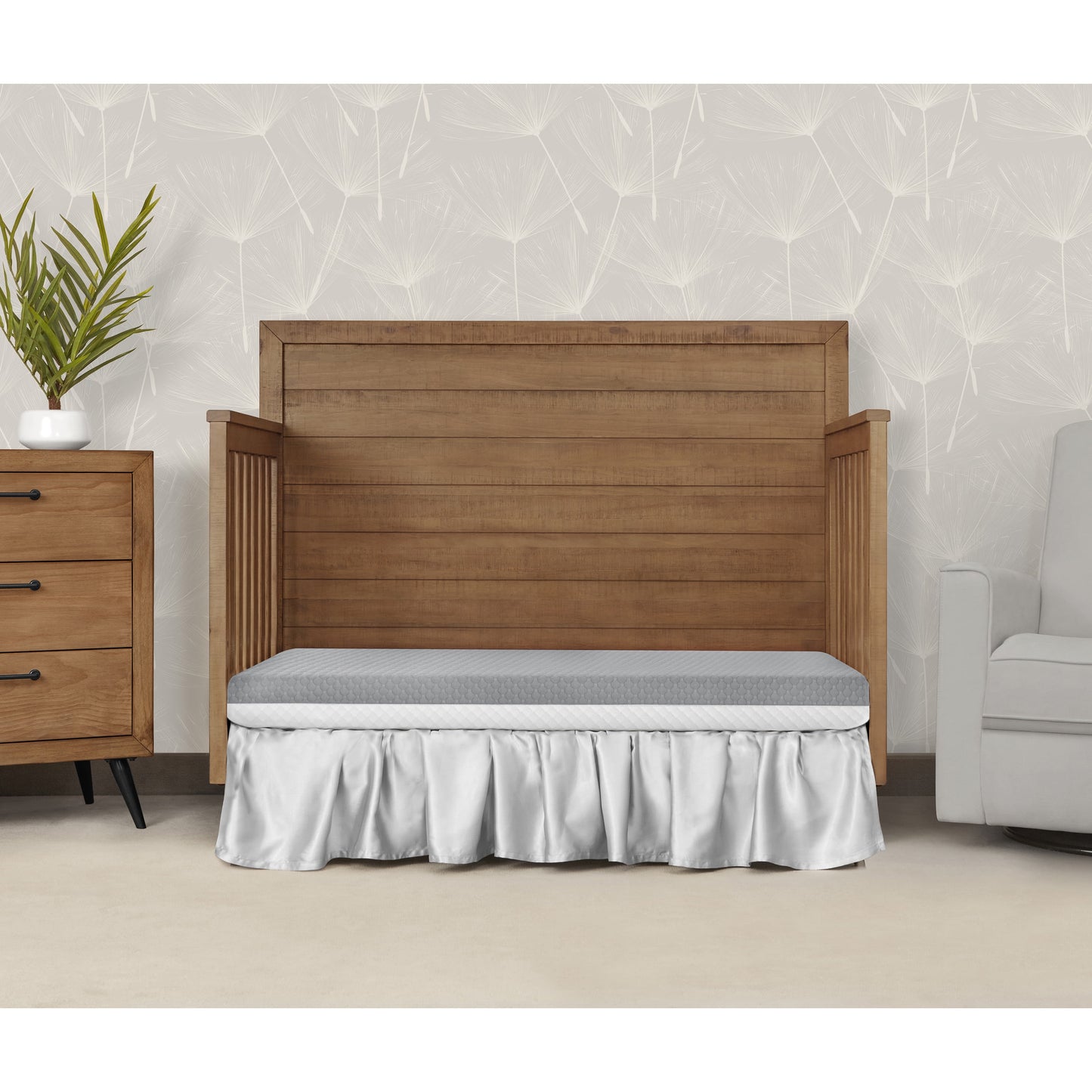 Pure Zen 2 in 1 Crib & Toddler Mattress, White and Grey, Greenguard Gold Certified