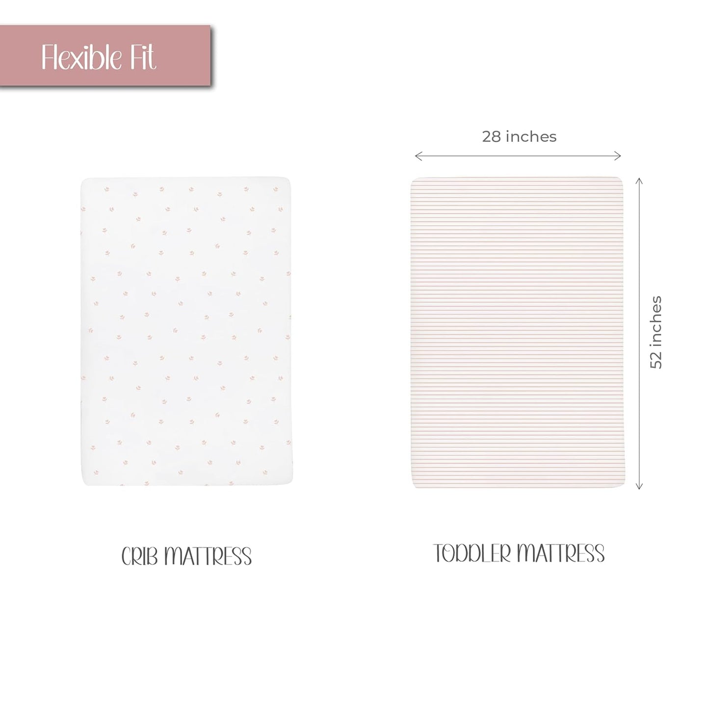 Ely’S & Co. Crib Sheets Baby Girl Fitted Crib Mattress Sheet Set, 2 Pack, 100% Jersey Knit Cotton, Infant and Toddler Nursery Bedding, Pink Tulip Collection, 28” X 52”