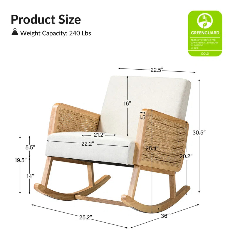 Adena Rocking Chair with Rattan Arms