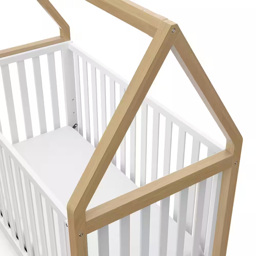 Orchard 5-In-1 Convertible Canopy Crib-White/Driftwood
