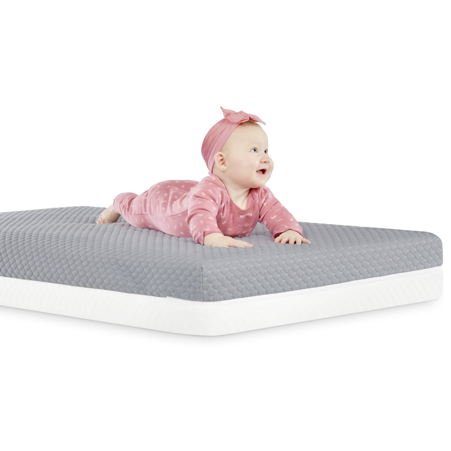 Pure Zen 2 in 1 Crib & Toddler Mattress, White and Grey, Greenguard Gold Certified