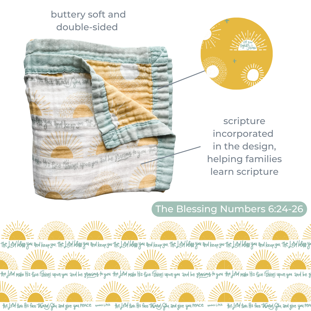 The Blessing Luxury Double Sided Muslin Blanket - All The Things Baby