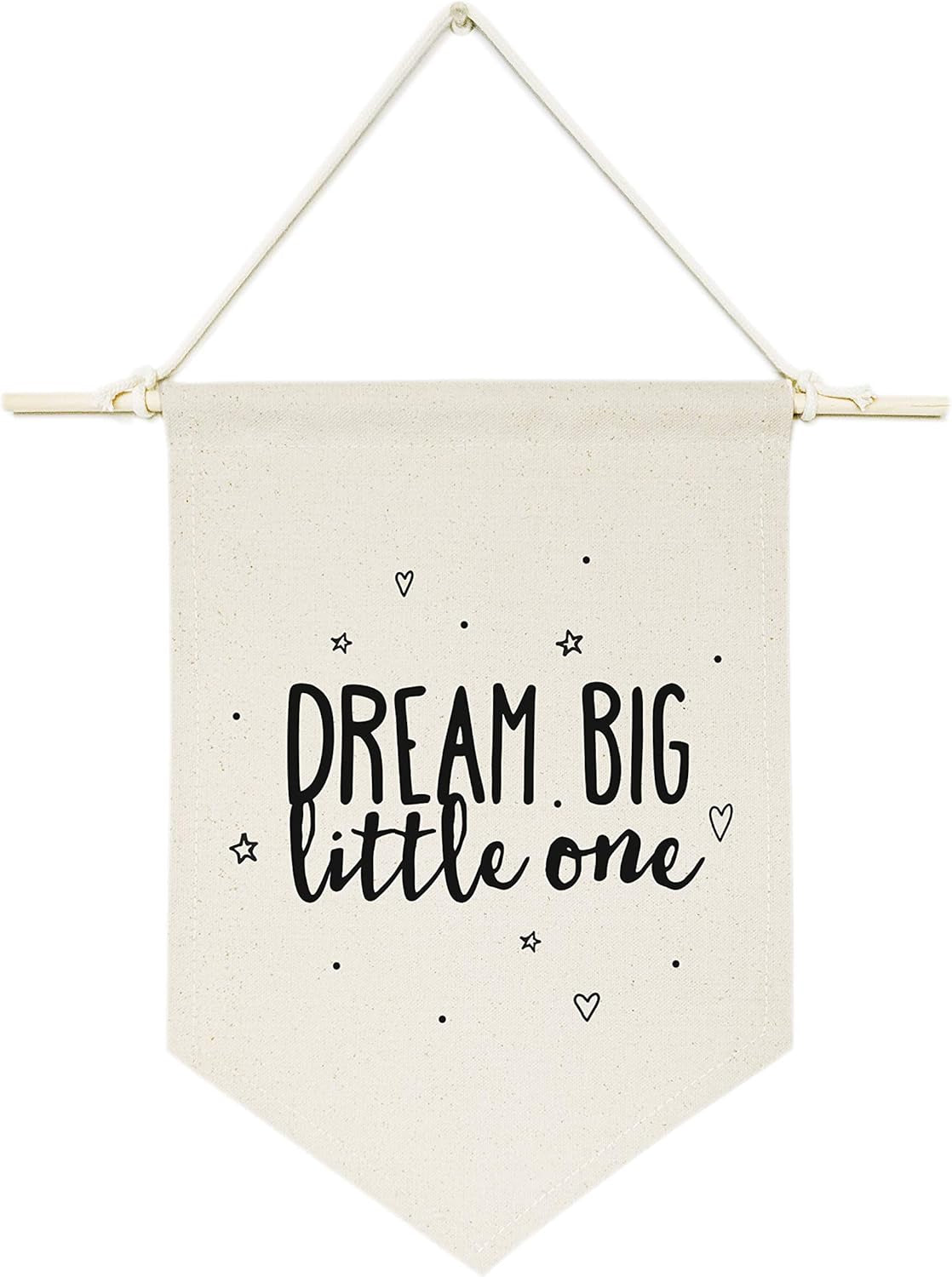 Dream Big Little One Hanging Wall Canvas Banner for Baby Girl, Baby Boy, Nursery, Teen and Kids Room