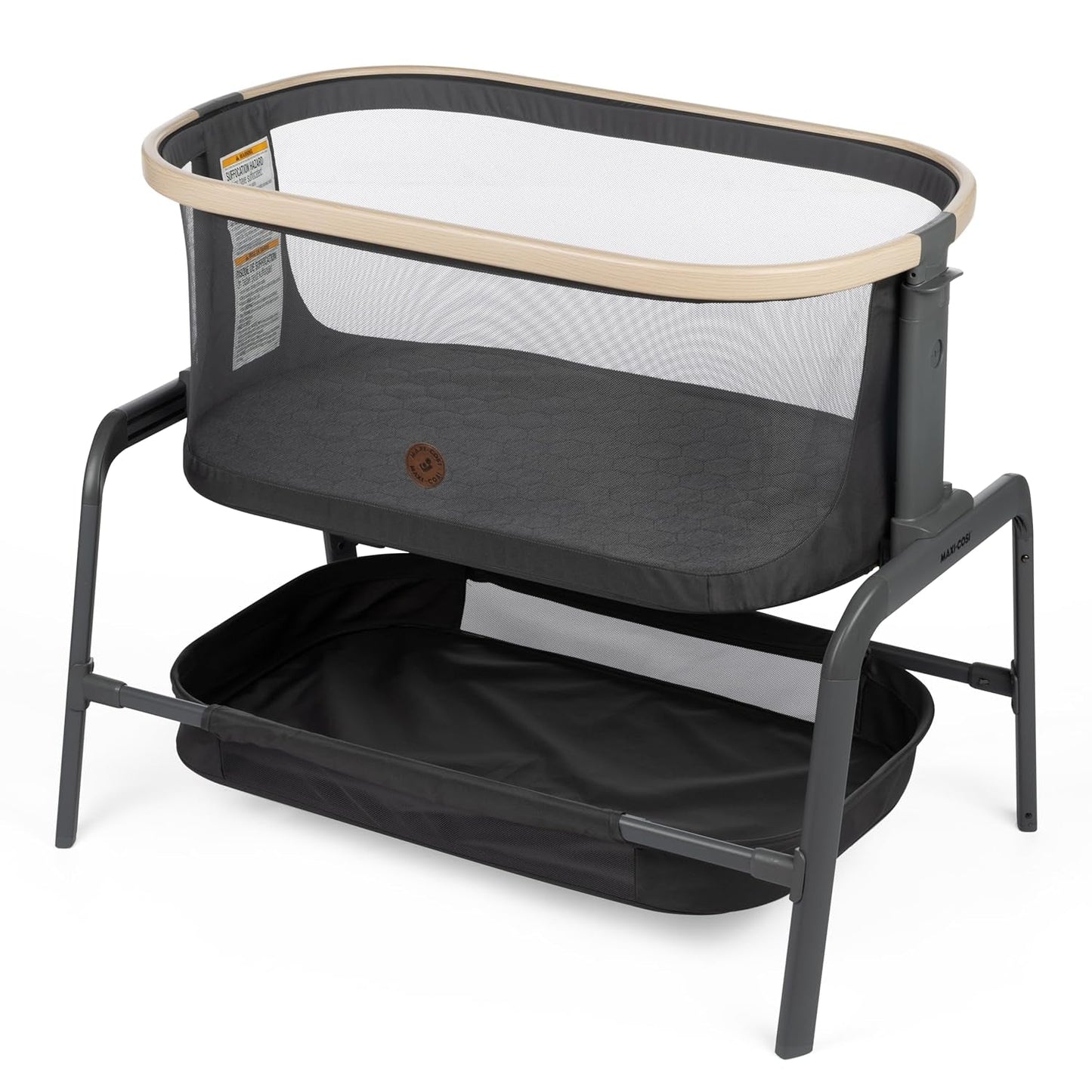 Iora Baby Bassinets Bedside Sleeper, Portable Bassinet, Infant Bedside Sleeper Crib, Height Adjustable, Breathable Mesh, Large Storage Basket, Classic Graphite
