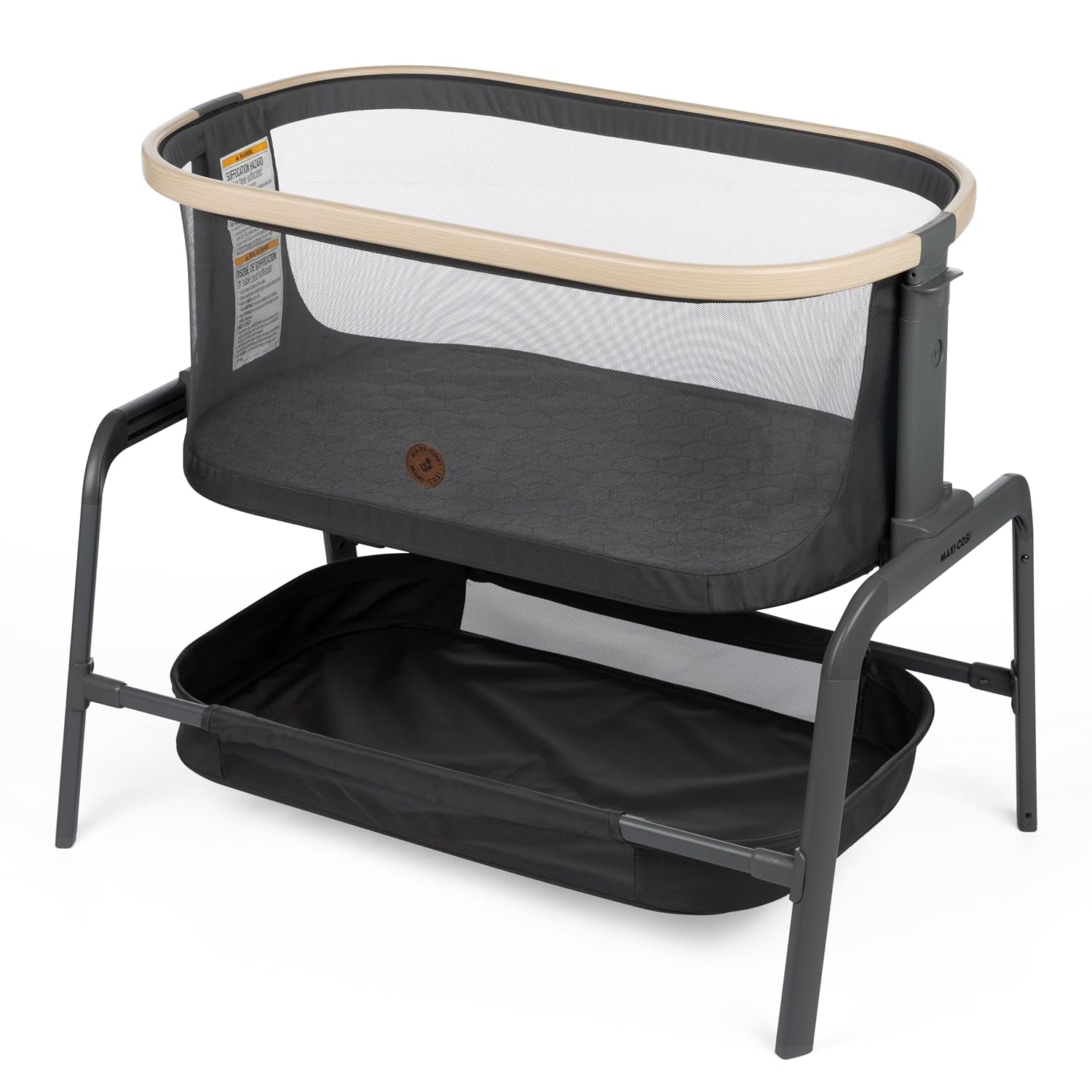 Iora Baby Bassinets Bedside Sleeper, Portable Bassinet, Infant Bedside Sleeper Crib, Height Adjustable, Breathable Mesh, Large Storage Basket, Classic Graphite