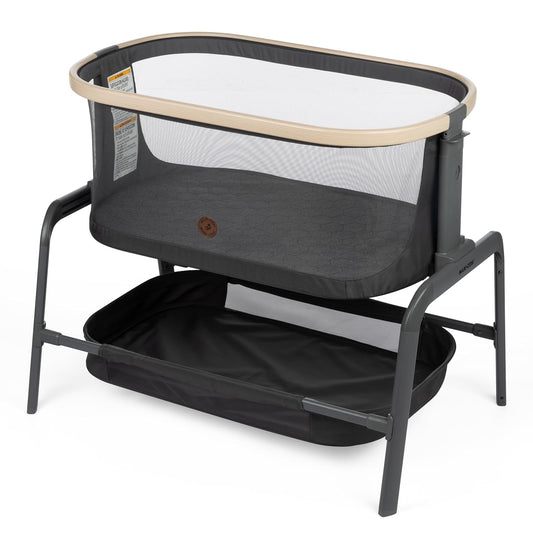 Iora Baby Bassinets Bedside Sleeper, Portable Bassinet, Infant Bedside Sleeper Crib, Height Adjustable, Breathable Mesh, Large Storage Basket, Classic Graphite