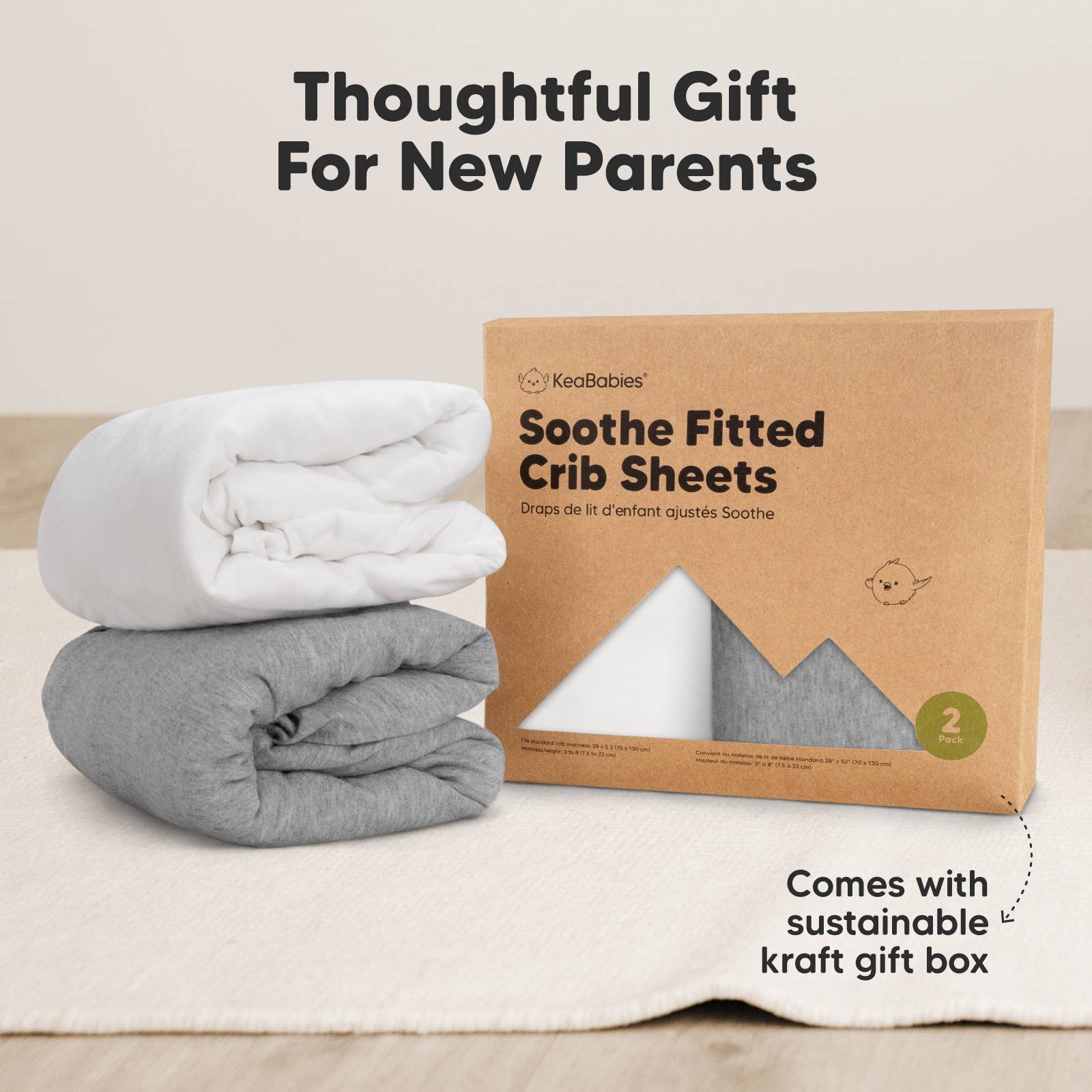 KeaBabies - 2-pack Organic Cotton Fitted Crib Sheet (Cloud) - All The Things Baby