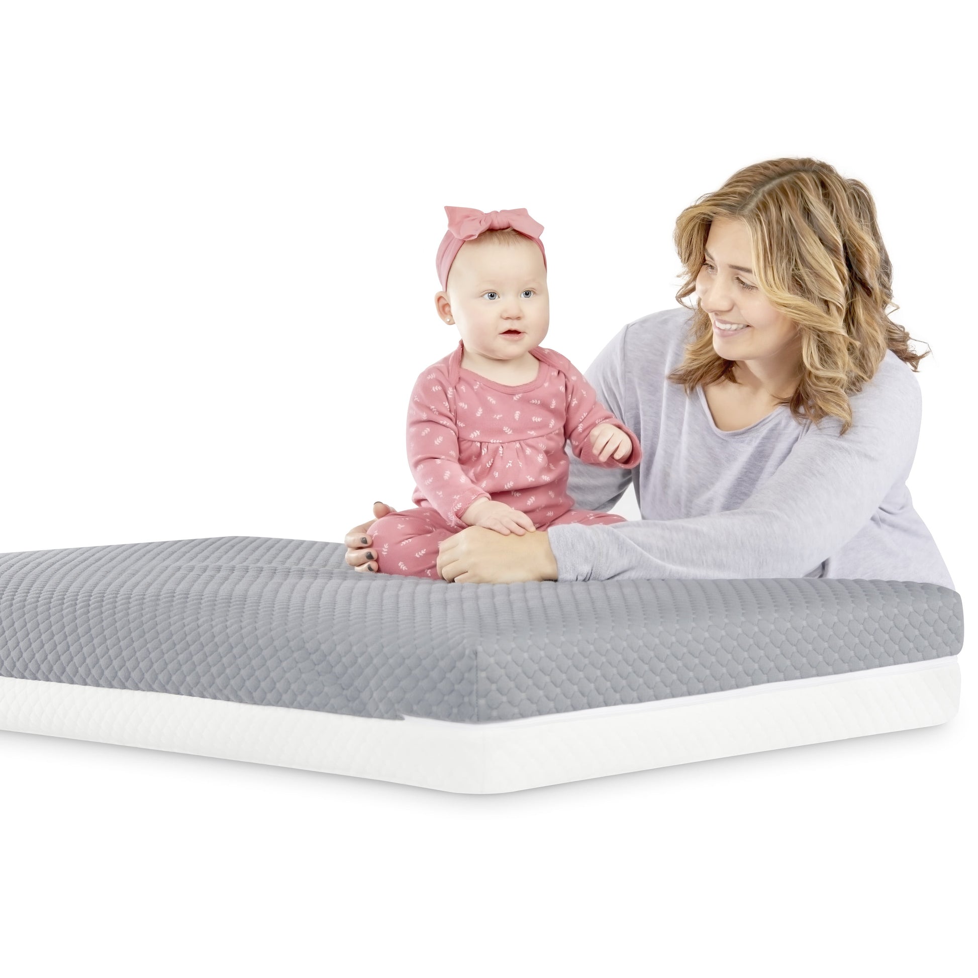 Pure Zen 2 in 1 Crib & Toddler Mattress, White and Grey, Greenguard Gold Certified