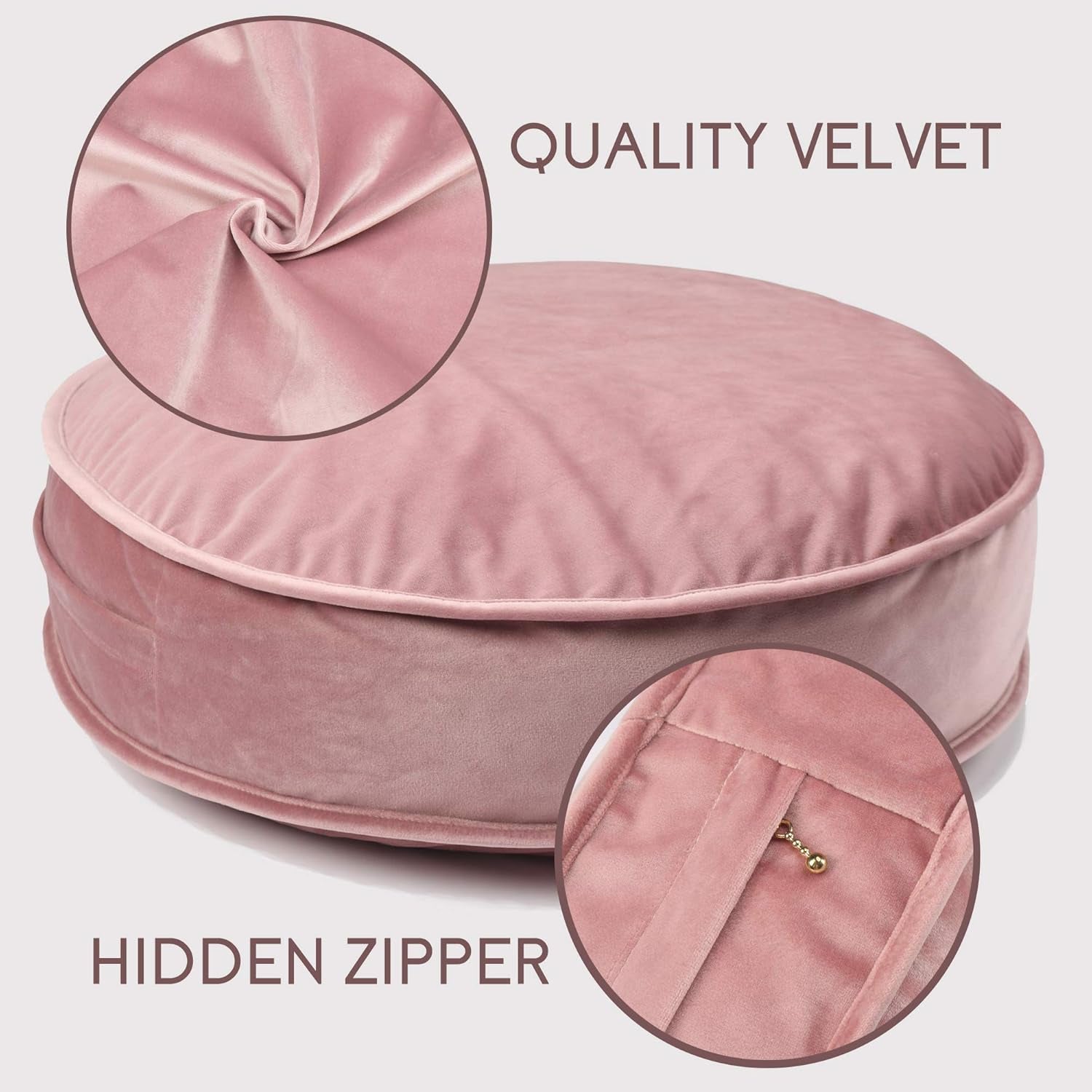 Velvet Floor Pillows round 19.7 In, Dusty Rose